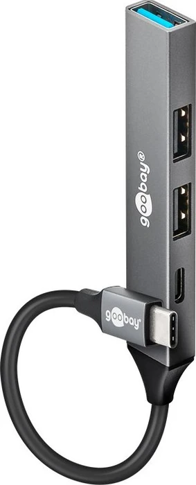 Wentronic goobay Slim 4-Port USB-Hub,1x USB-A 3.0/1x USB-C 2.0/2x USB-A 2.0, USB-C 3.0 [Stecker]