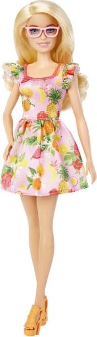 Mattel Barbie - Fashionistas Puppe mit blondem Haar & Früchtedruck-Kleid