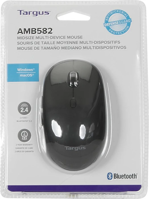 Targus Midsize Comfort Multi-Device Antimicrobial Wireless Mouse schwarz, USB/Bluetooth