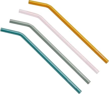 Villeroy & Boch Artesano Glasstrohhalm, 4-tlg. inkl Reinigungsbürste, gebogen, bunt
