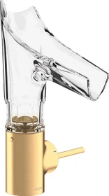 Hansgrohe Axor Starck V 140 Waschbeckenarmatur mit facettenschliff Glasauslauf brushed brass
