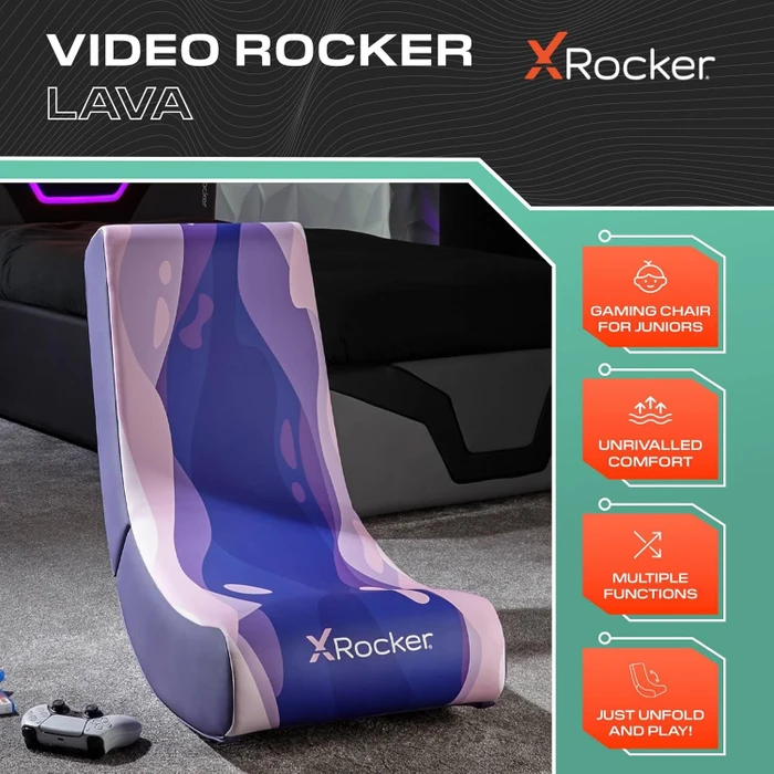 X Rocker Video Rocker Gaming Bodensessel für Kinder/Jugendliche, Lava Pink