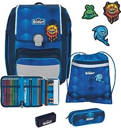 Scout Genius Exklusiv Safety Light Funny Freaks Schultaschen-Set, 4-tlg.