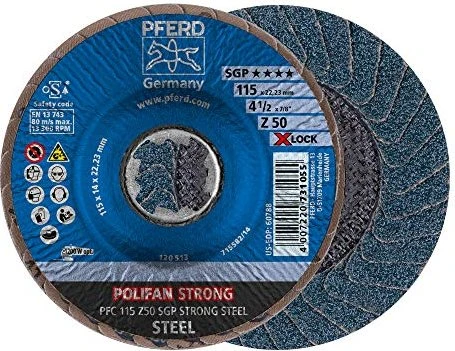 Pferd PFC 115 Z 50 SGP STRONG STEEL/X-LOCK Fächerschleifscheibe K50, 115mm, 10 Stück