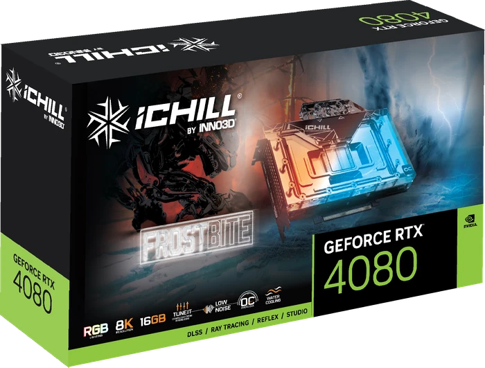 INNO3D GeForce RTX 4080 iCHILL Frostbite, 16GB GDDR6X, HDMI, 3x DP