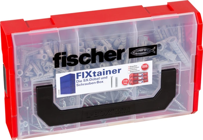 fischer L-Boxx mini SX Plus Schrauben/Dübel-Sortiment inkl. L-Boxx, 210 Stück