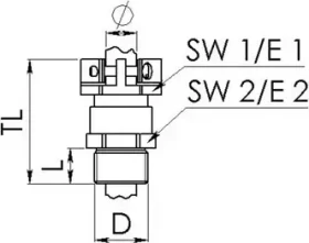 Wiska SKMKV 48 Kabelverschraubung 6-kant, Messing vernickelt, Pg 48 mit externer Zugentlastung