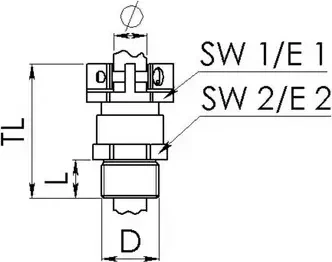 Wiska SKMKV 48 Kabelverschraubung 6-kant, Messing vernickelt, Pg 48 mit externer Zugentlastung