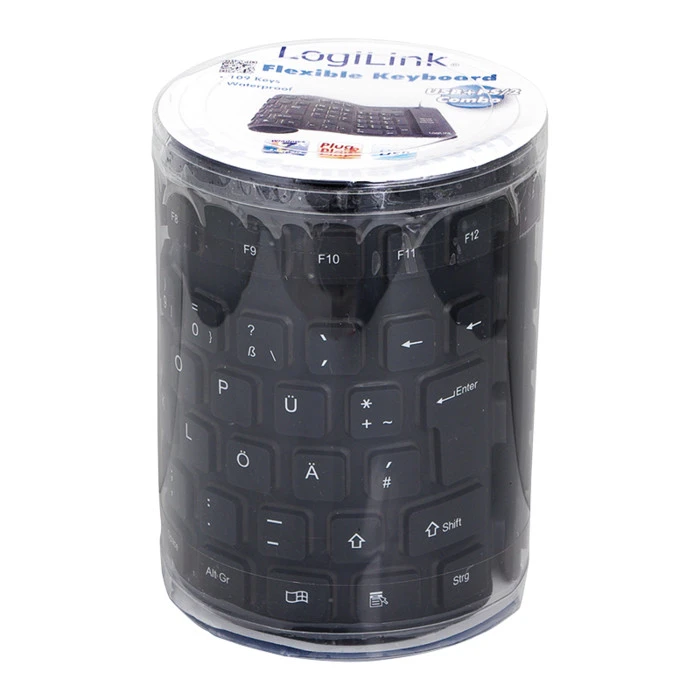 LogiLink Flexible Waterproof Keyboard schwarz, PS/2 &, PS/2 & USB, DE