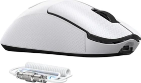 Attack Shark F1 Air 8KHz Wireless, White & Black, inkl. Grip Tape & C06 Ultra LED Kabel, USB/Bluetooth