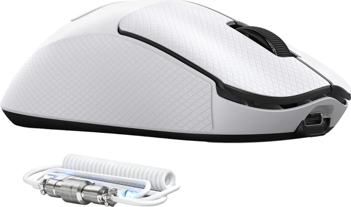 Attack Shark F1 Air 8KHz Wireless, White & Black, inkl. Grip Tape & C06 Ultra LED Kabel, USB/Bluetooth