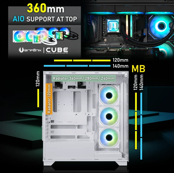 BitFenix CETO Premium Black, 4A, Lüfter LED ARGB, Glasfenster