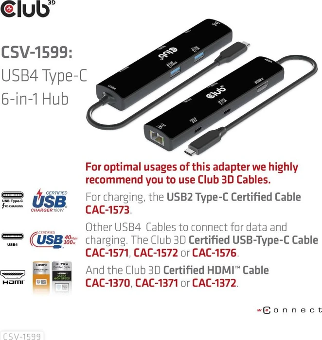 Club 3D 6-in-1 Docking-Station, USB4 [Stecker]