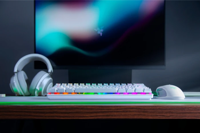 Razer Huntsman Mini, Mercury White, Razer Linear Optical RED, USB, DE