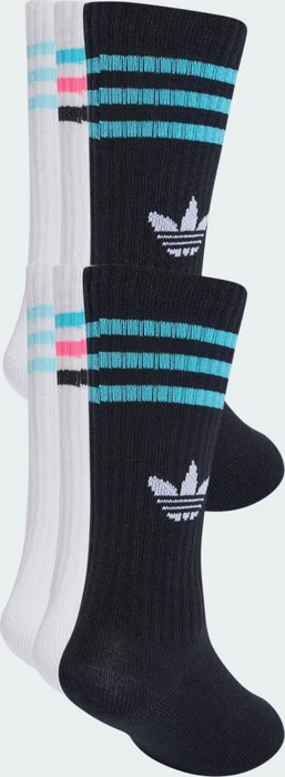 adidas 3-Streifen Crew Socken black/white/samba blue/bliss blue, 6 Paare (Junior)