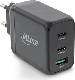 InLine USB PD Netzteil GaN 3-Port Dual USB-C + USB-A 65W schwarz