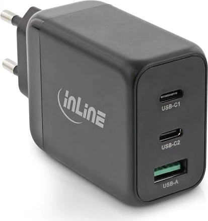 InLine USB PD Netzteil GaN 3-Port Dual USB-C + USB-A 65W schwarz