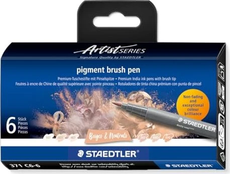 Staedtler pigment brush pen 371 beiges & naturals sortiert, 6er-Set
