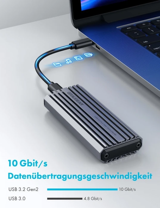 Graugear G-M201-AC-10G Externes Gehäuse für M.2 NVMe SSD, USB-C 3.1