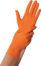 Franz Mensch Hygostar Nitril Power Grip Einweghandschuhe XL orange, 50 Stück
