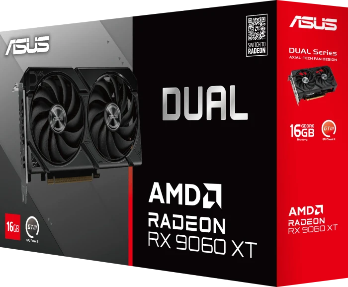 ASUS Dual Radeon RX 9060 XT, DUAL-RX9060XT-16G, 16GB GDDR6, HDMI, 2x DP