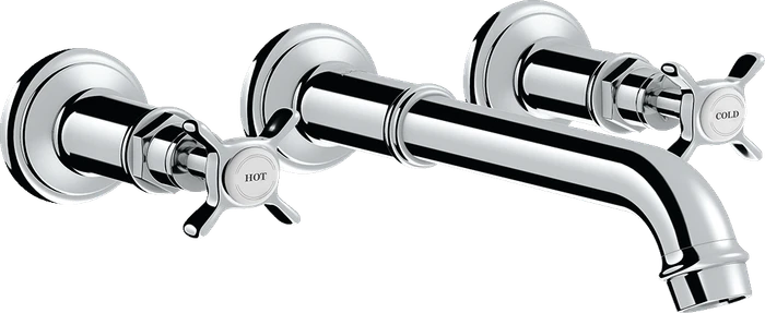 Hansgrohe Axor Montreux 3-Loch Waschtischarmatur für Wandmontage und Kreuzgriffen polished chrome