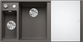 Blanco Axia III 6 S InFino Becken links mit Ablauffernbedienung vulkangrau inkl. Glasschneidebrett