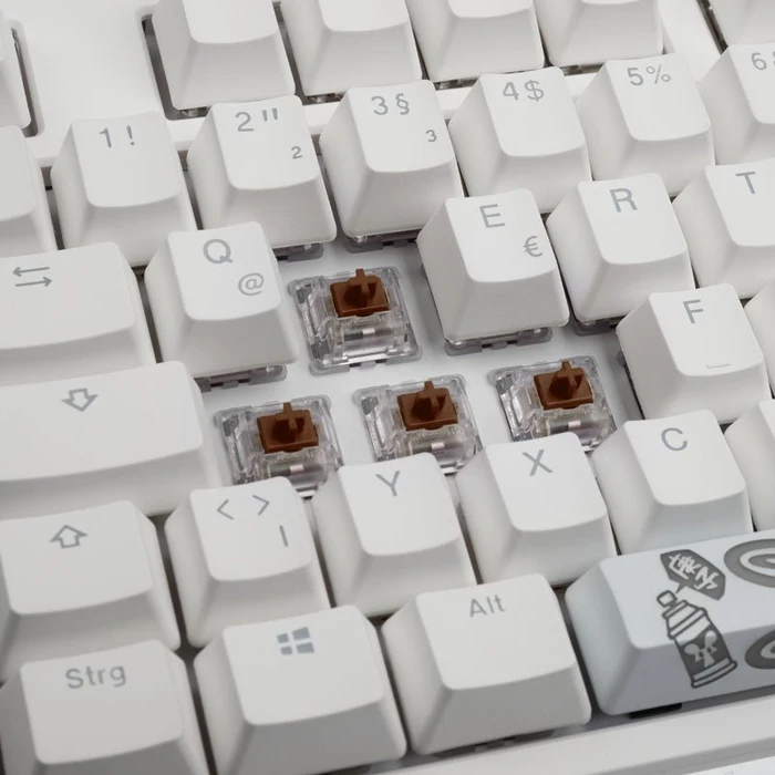 Ducky One 2 RGB TKL PBT, LEDs RGB, weiß, MX RGB BROWN, USB, DE
