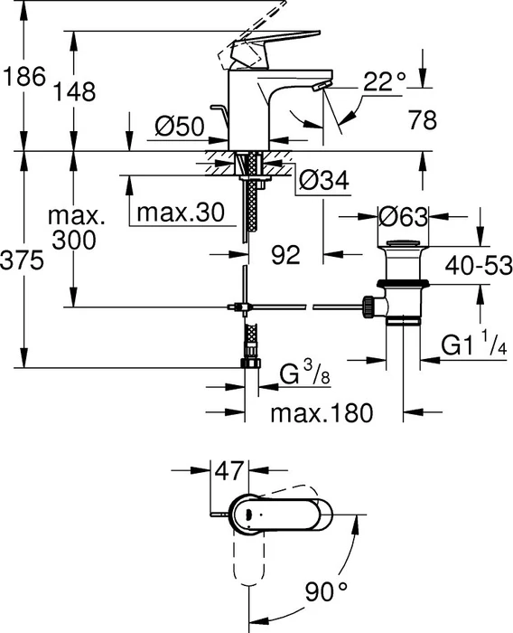 Grohe Eurosmart Cosmopolitan Einhand-Waschtischbatterie 1/2" S-Size chrom