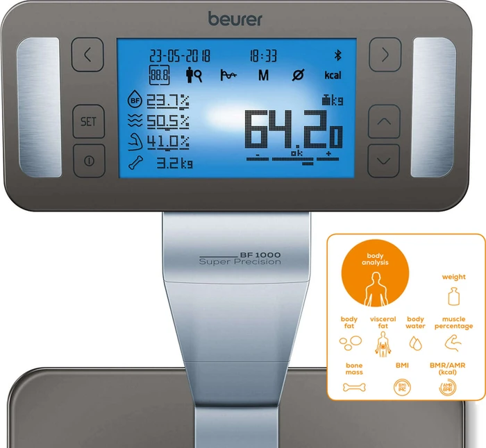 Beurer BF 1000 digitale Segment-Körperanalysewaage grau