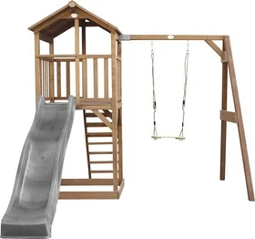 Axi Spielturm Beach Tower mit Schaukel und Rutsche braun/grau