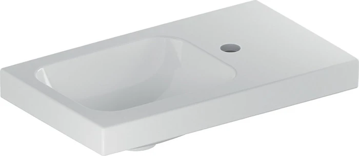 Geberit iCon Light Handwaschbecken 53cm mit Ablagefläche rechts, Hahnloch rechts, weiß/KeraTect