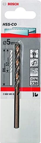 Bosch Professional HSS-Co Spiralbohrer, 5x52x86mm, 1 Stück