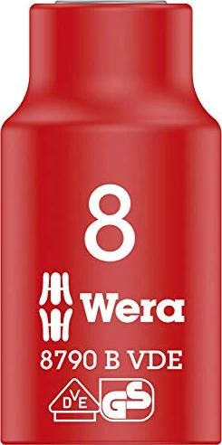 Wera 8790 B VDE Zyklop Außensechskant Steckschlüssel 3/8", 8x46mm