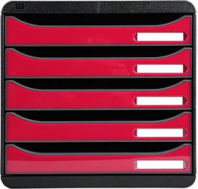 Exacompta Big Box Plus Schubladenbox, 5 Schubladen, pink/schwarz