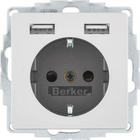 Berker Q.1/Q.3 Steckdose SCHUKO/USB A-A Q.1/Q.3/Q.7/Q.9, alu samt, lackiert
