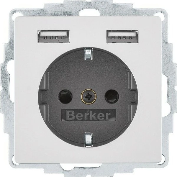Berker Q.1/Q.3 Steckdose SCHUKO/USB A-A Q.1/Q.3/Q.7/Q.9, alu samt, lackiert