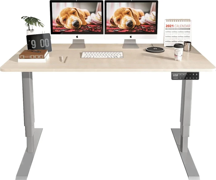 Maidesite S2 Pro Plus elektrisch höhenverstellbarer Sitz-Steh-Schreibtisch 160x80cm Eiche/grau