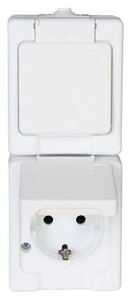 Kopp Standard 2-fach Steckdose mit Klappdeckel senkrecht, arktisweiß