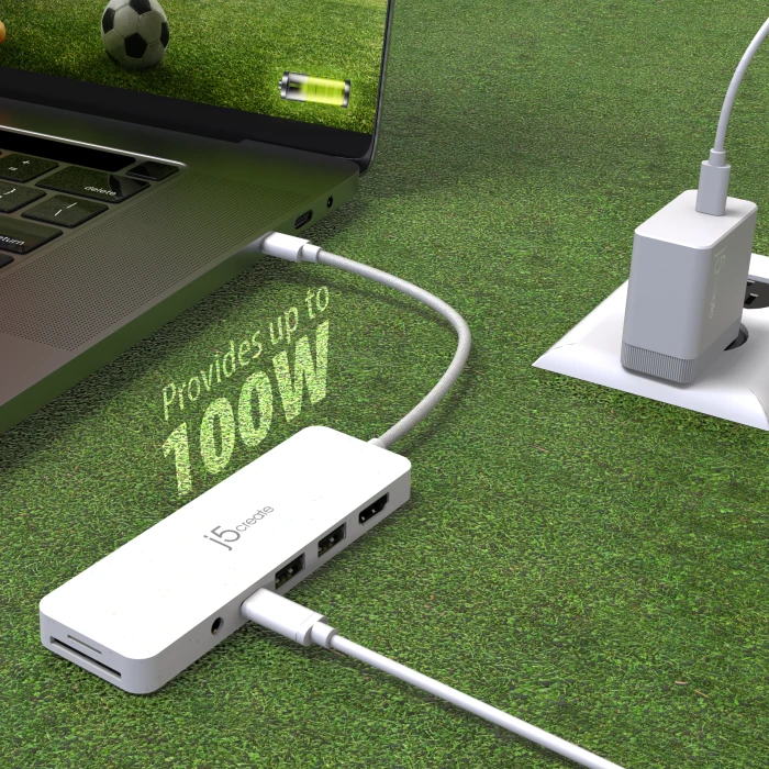 j5create Eco-Friendly 7-in1 USB-C Multi-Port Hub with Power Delivery rosa, USB-C 3.0 [Stecker]