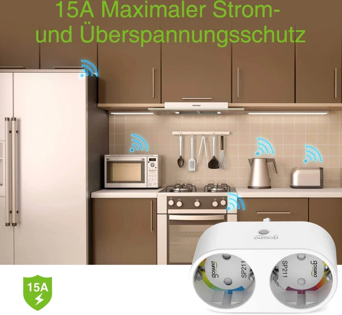 Gosund SP211 Smart Wi-Fi Plug 2-fach, Smart-Steckdose mit Strommessfunktion