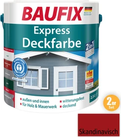Baufix Express Deckfarbe Wetterschutzfarbe skandinavisch rot, 2.5l