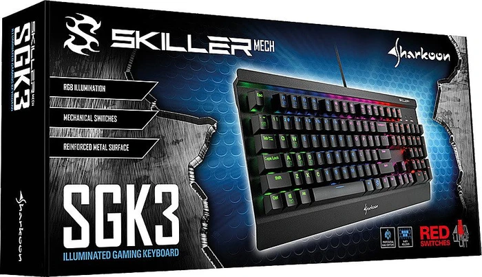 Sharkoon Skiller Mech SGK3, LEDs RGB, Kailh RED, USB, DE