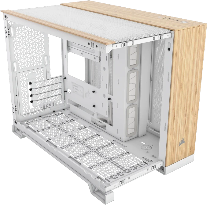 Corsair 2500X White/Bamboo, weiß/braun, Glasfenster