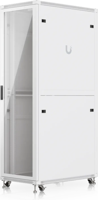 Ubiquiti 42U Rack Cabinet, 19" Rackschrank 42HE, mit Rollen, Glastür, weiß, 1000mm tief