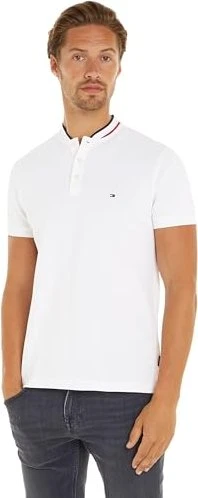 Tommy Hilfiger Slim Fit mit Mandarinkragen Poloshirt kurzarm weiß (Herren)