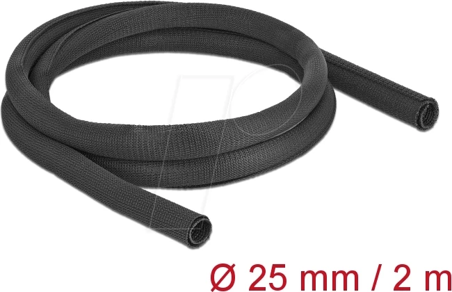 DeLOCK Geflechtschlauch selbstschließend, hitzebeständig, 25mm, 2m, schwarz