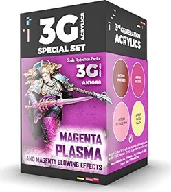 AK-Interactive 3rd Gen Acrylic Colors Wargame Color Set Magenta Plasma and Glowing Effects Farbset, 4-tlg.