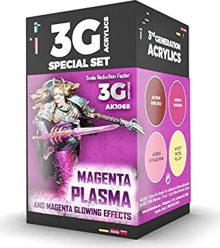 AK-Interactive 3rd Gen Acrylic Colors Wargame Color Set Magenta Plasma and Glowing Effects Farbset, 4-tlg.