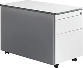 mauser Rollcontainer line, 1x Utensilienauszug, 1x Materialschublade, 1x Hängeregistratur, weißaluminium/reinweiß